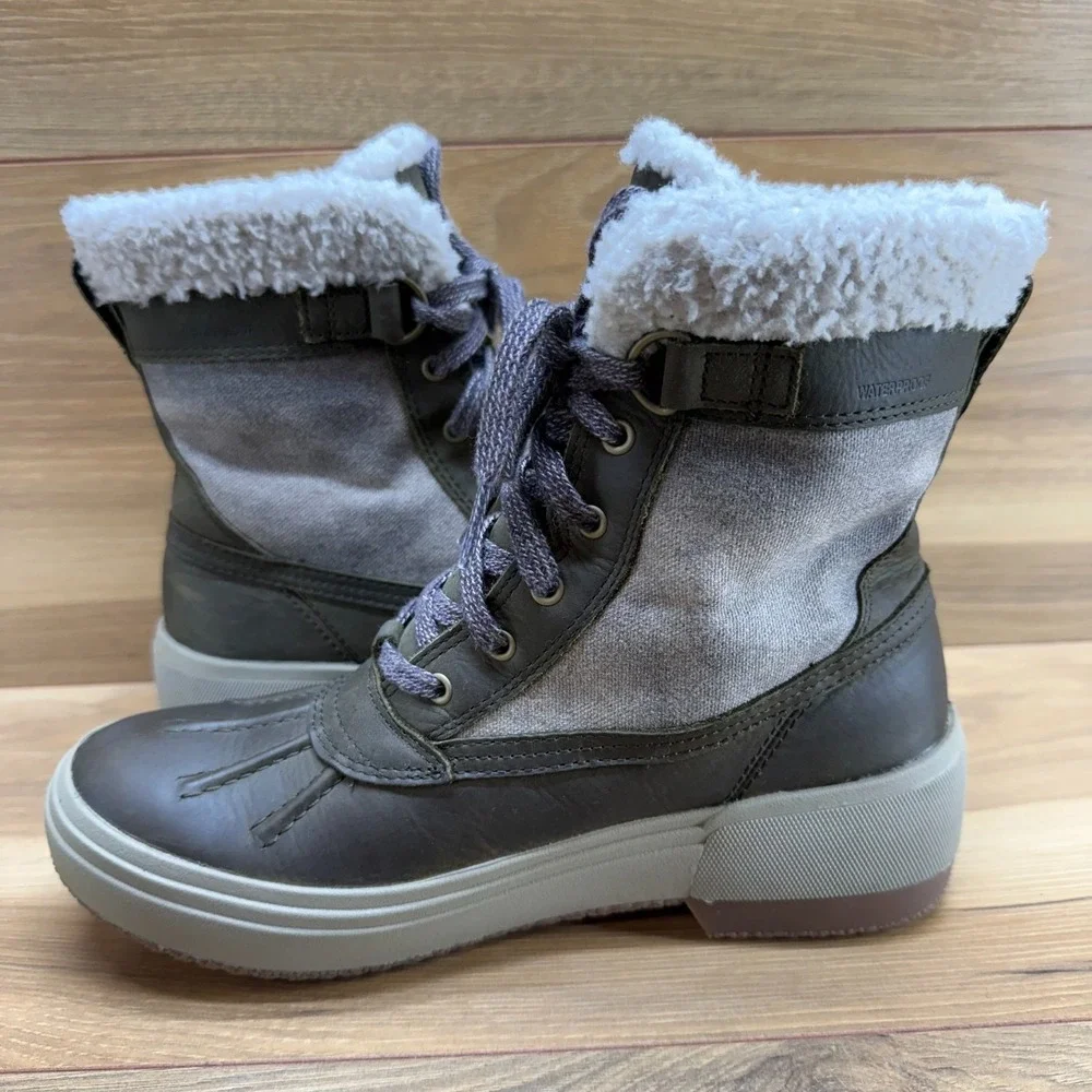 Merrell Haven Mid Lace Up‎ Polar Boots Womens 6 Olive Leather Waterproof